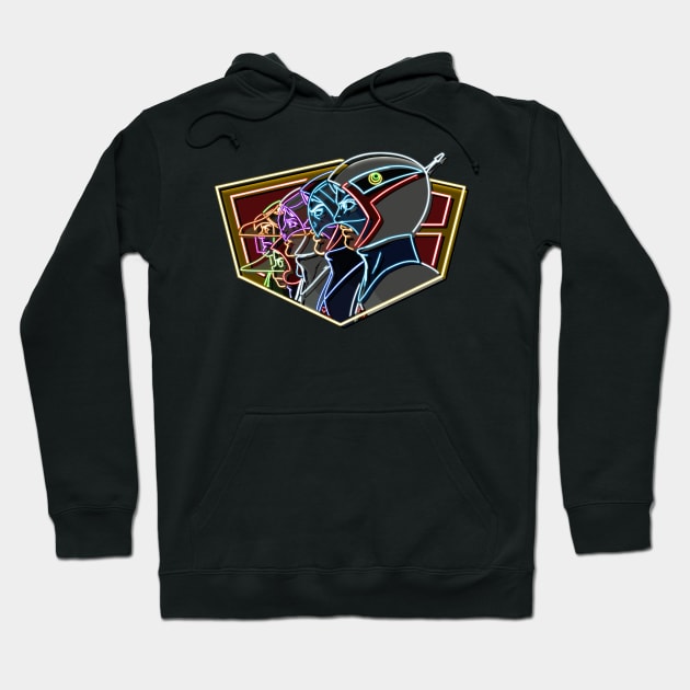 Battle of the planets neon bg Hoodie by AlanSchell76